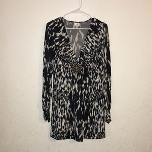 ECI New York black and white L/S dress szL